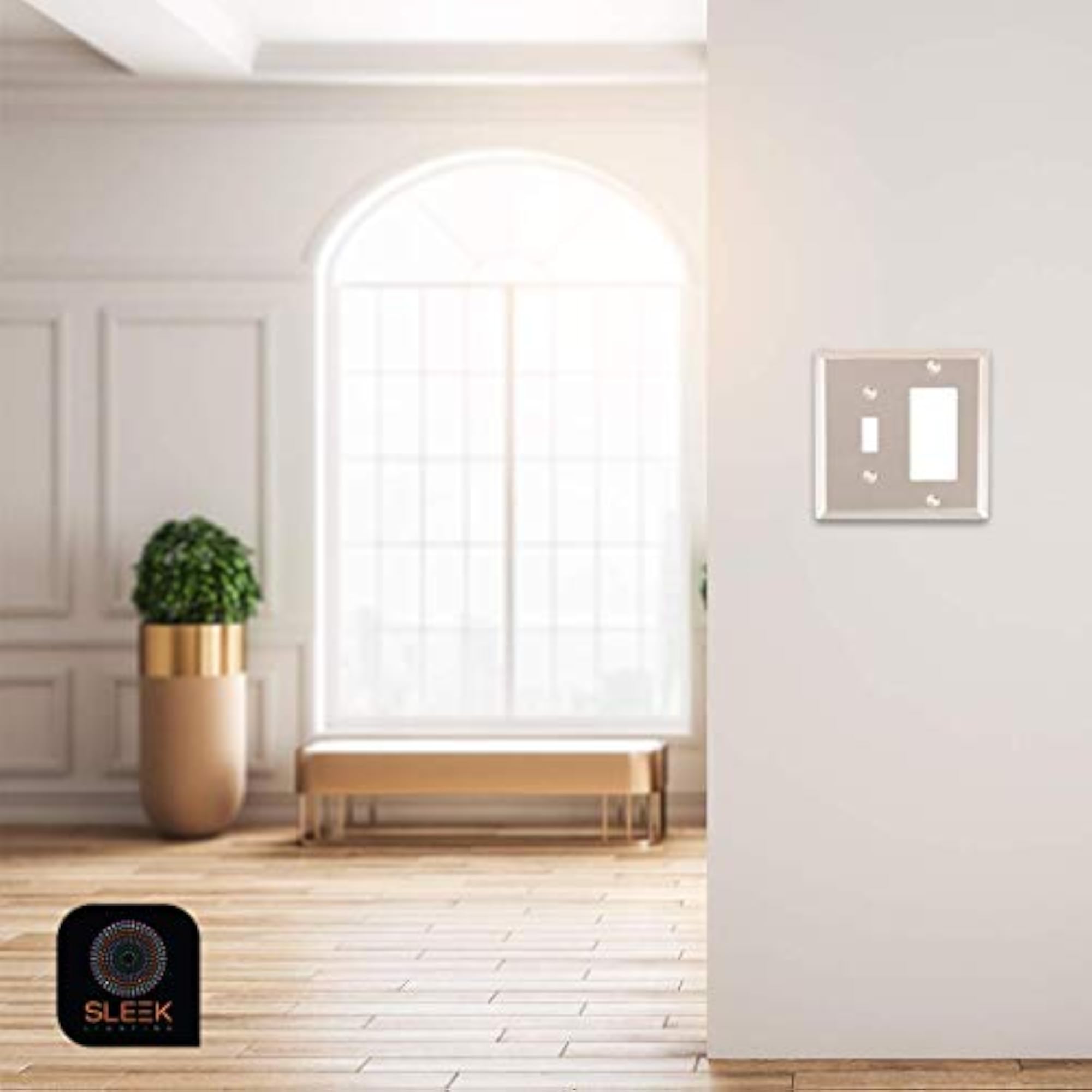 Satin Nickel Flat Steel Wall Plate, 1 Duplex