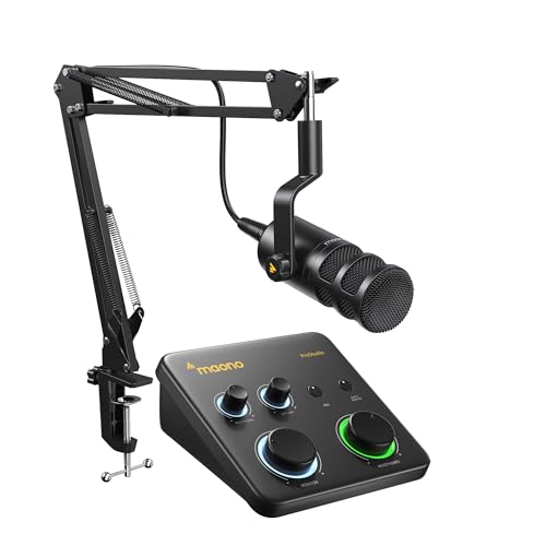 Image of MAONO USB Audio Interface for PC: Interface with XLR Input 24-bit /192kHz Routing Software LOOPBACK ASIO Driver for Recording Music, Home-Studio, Guitar, Podcast, Streaming, DAW(PS22 Lite+PD100S)