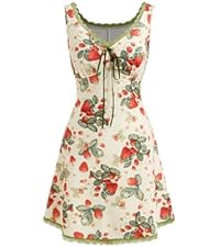 CIDER Women's Floral Mini Dress Fruit Sleeveless V Neck Lace Trim Sun Dress  A Line Cute Summer Dresses Beach Vacation Outfits Black at Amazon Women's  Clothing store