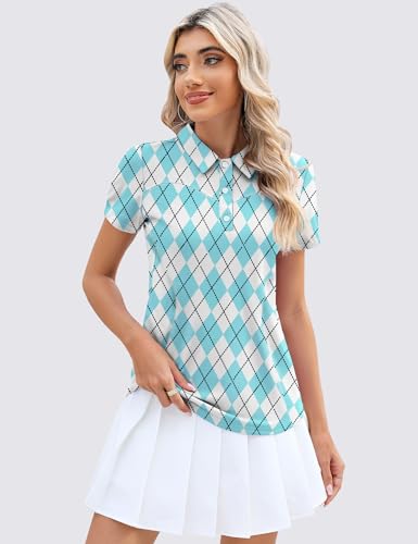 Image of TFSDOD Womens Golf Polo Shirts Collared Short Sleeve T Shirt Lightweight Moisture Wicking Polo Casual 3 Buttons Outfits