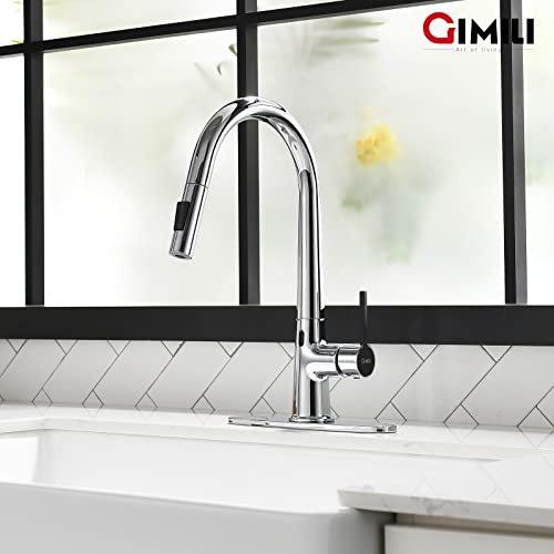Gimili Polished Chrome Touchless Kitchen Faucet With Pull Down Sprayer, High Arc Single Handle Motion Sensor Smart Activated Hands-Free Kitchen Sink Faucet #TOP5
