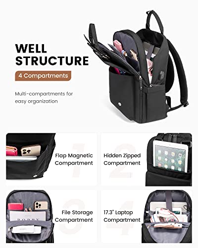 Lovevook Laptop Backpack For Women,15.6 Inch Vintage Work Business Travel Backpack With Usb Charging Port,Teacher Doctor Nurse Computer Bag Purse College Backpack, Black-Black #TOP2