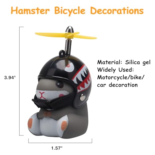 Image of wonuu Duck Bike Bell with Light and Helmet Cute Hamster Bicycle Horn, Dashboard Decoration Hamster Toy Motorcycle Bike Bells Rubber Duck Car Dashboard Decorations