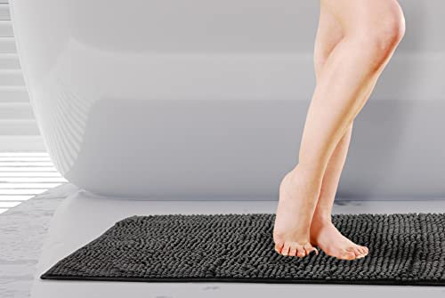 Emma Barclay Noodle Soft Touch Non-Slip Bathroom Rug in Black - Bath Mat 45x75cm