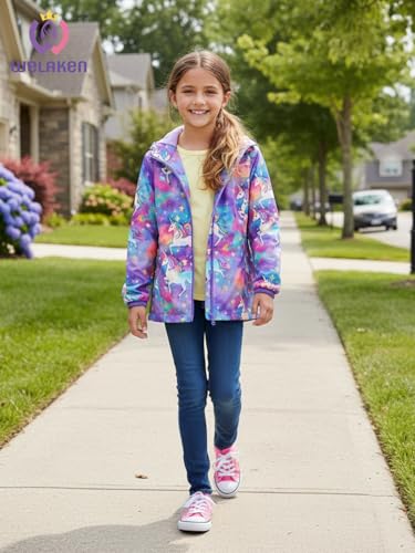 Image of WELAKEN Fleece lined Jackets with Water-Resistance Frabic for Kid's & Toddler II Girl's Rain Jacket & coats