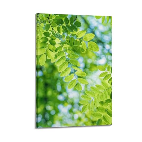 Décoration murale moderne feuilles vertes 20x30 cm pour salon