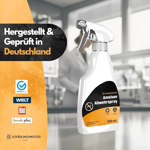 Schädlingsmeister Ameisen Abwehrspray - 500 ml - Schutz mit Eukalyptus & Chrysanthemum-Extrakt - Anti Ameisen Spray - Ameisenmittel Innen & Außen - Made in Germany