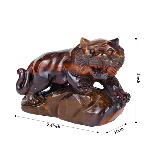 Estatua de Tigre en Cristal Natural Tallada a Mano 2.8" miniatura 4