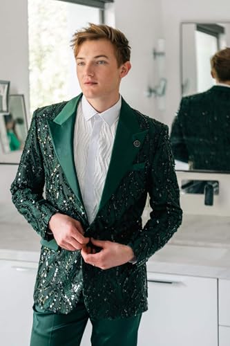 Barabas Men's Floral Sequin Embroidered Design Peak Lapel Blazer 5BL092