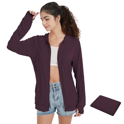QBK Light Weight Zip Up Hoodie Thin Summer Jacket For Women