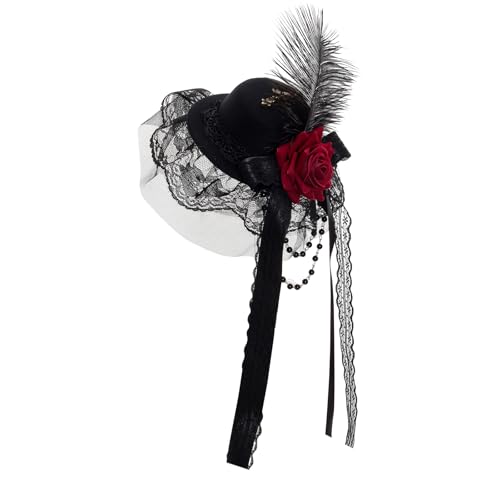 Bcxfbxd Steampunk Mini Bowler Hat Punk Top Hat Steampunk Costume Accessories Lace Hair Clip for Women Halloween Party