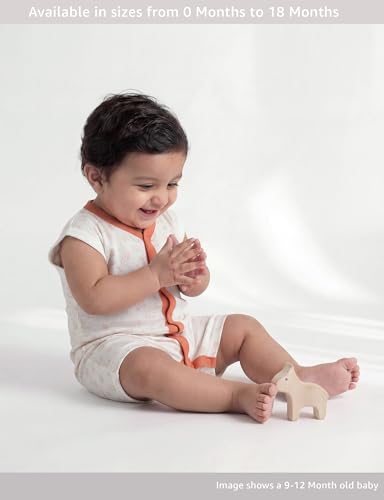 Image of Amazon Brand - Symbol Unisex 100% Cotton Half Sleeve Baby Rompers (Available in Pack of 3 & 6)
