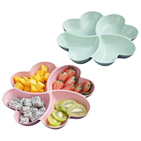 Heart-Shaped Fruit Platter Divided Candy Dessert Plate Container Creative Plate Storage Box Strong and Durable Nice Appearance Easy to Clean Practical nut Shell for Snacks Nuts Desserts 2 Pieces Cover
