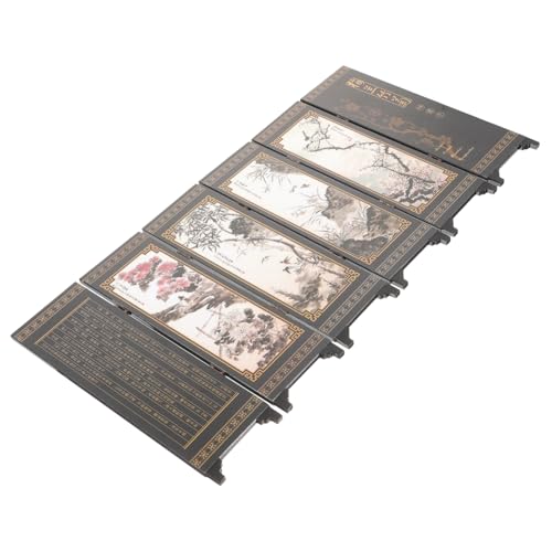 IWOWHERO Mini Paravento Cinese in Stile Antico Schermo Pannello Decorativo da Separé per Interni e Camera Mini Schermo in Materiale Resistente per Decorazione Casa e Ufficio