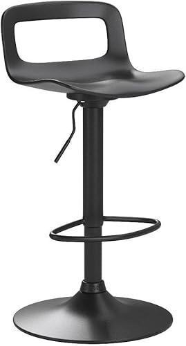 Miniatura 3 de thksbought Juego de 2 taburetes de bar modernos de plástico ajustable de altura giratoria (negro mate) Negro -,Gris,Blanco