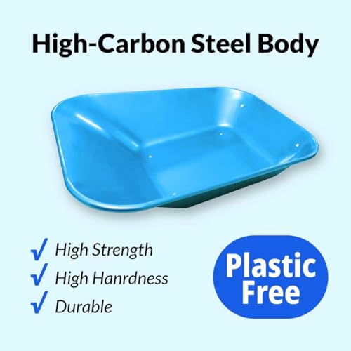 Image of 2 Wheel Children Toddler Wheelbarrow Gift for Kids Gardening Tool Set(blue) | Kids Metal Wheelbarrow Wheel Barrow Wheel Barrel Indoor Outdoor Play Toys All Seasons Digging Weed,Sand,Sweeping Leaves,Snow