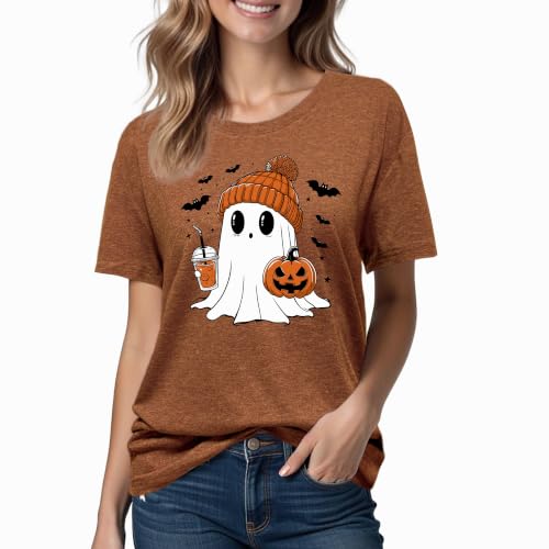 Halloween Shirts for Women: Cute Ghost Pumpkin Costumes Graphic Tee - image 1