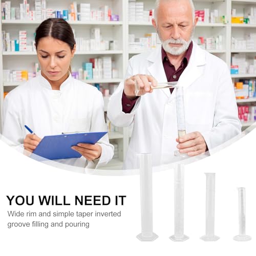 Tubos de medición transparentes con base hexagonal de plástico para mezclas estables 3