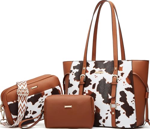 Image of Women Fashion Synthetic Leather Handbags Tote Bag Shoulder Bag Top Handle Satchel Purse Set