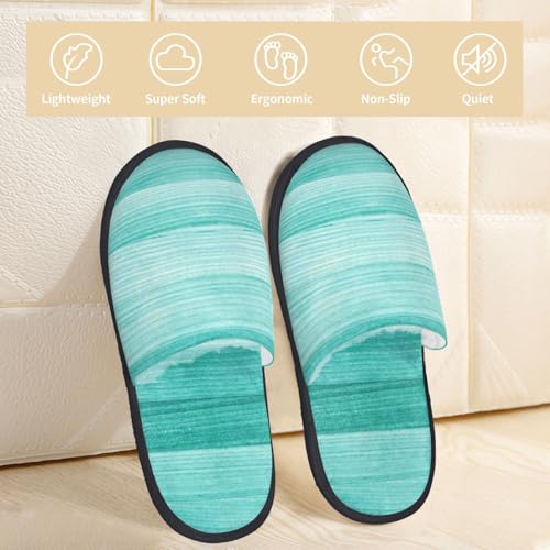 Teal Turquoise Print Women Slippers Home Furry Shoes Keep Men Couples Shoes Warm For Women-3
