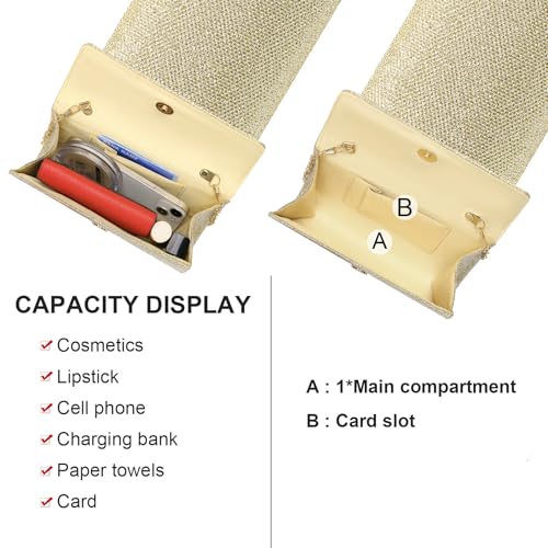Image of RNIEGA Clutch Purses for Women, Evening Bag with Detachable Chain Ladies Sparkling Party Handbag Wedding Bags
