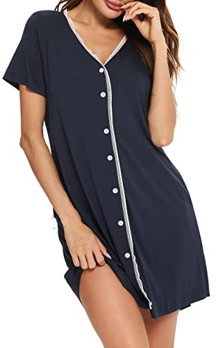 Vlazom Damen Nachthemd Damen Schlafanzug Pyjama Sommer Nachtwäsche...