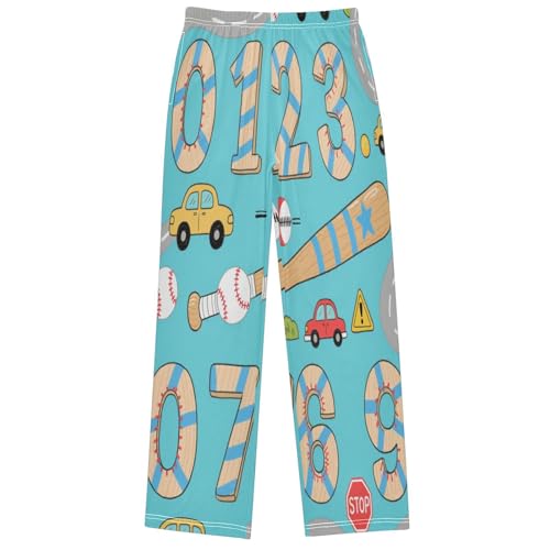 Boy's Pants Baseball & Car Jogger Pants Elastic Waist Long Bottoms Trousers with Pockets 6-14 Years