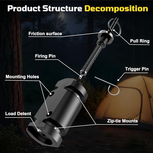 6 Pack Perimeter Trip Alarm, 12 Gauge Trip Alarm, Camping Trip Wire Alarm Device with 12 Screws and Extension Chains, Early Warning System for Camping and Outdoor Safety/ Bear Deterrent