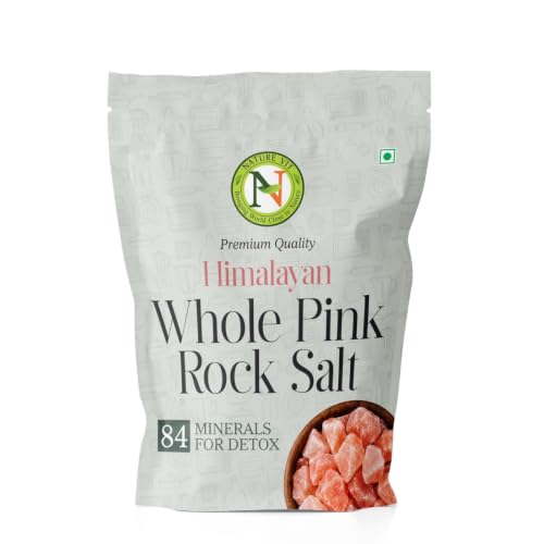 Image of NatureVit Whole Pink Rock Salt 1 kg | Himalayan Rock Salt Chunks | Pure & Natural Mineral-Rich Sendha Namak | Ideal for Cooking & Detox Use