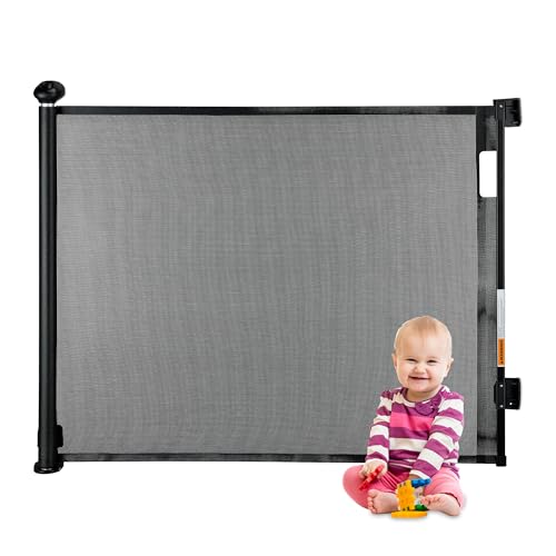 Relaxdays Treppenschutzgitter ausziehbar, Öffnungsbreite 70-140 cm, Bohrmontage, Kinder & Hunde, Türschutzrollo, schwarz