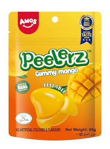 Amos Peelerz Mango Gummy Candy 65g Peelable Fruity Chewy Halal & Gluten-Free Snack