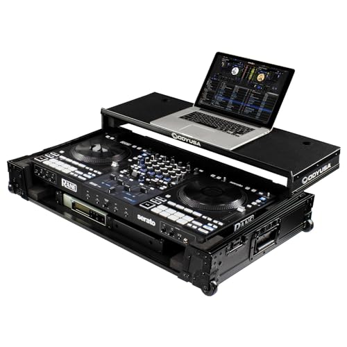 ODYSSEY FZGSRANE4W1BL Glide-style Flight Case for Rane Four with Wheels and 1U Rack - Black Label