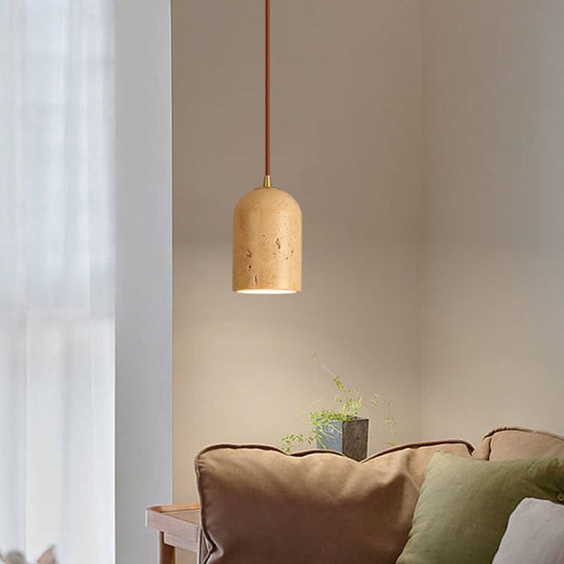 Lámpara colgante de travertino amarillo moderno estilo nórdico para comedor