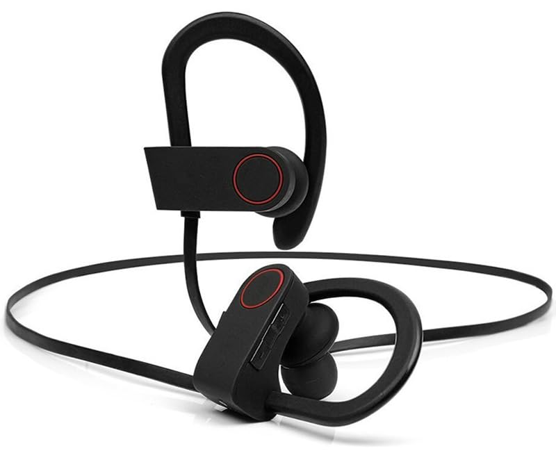 Dohaeris IPX7 Waterproof Wireless Headset Sports Bass Wireless Bluetooth 5.0 Earphones Hanging Ear with Microphone (Silver)