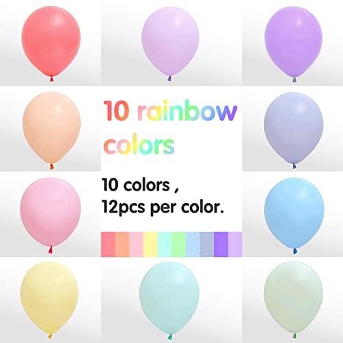 Rubfac 120Pcs Pastel Balloons Assorted Colors 12 Inches Multicolor Macaron Balloons For Kid's Birthday Rainbow Party Baby Shower Arch Garland Decoration #TOP1