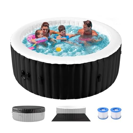 Obqer Inflatable Hot Tub 4 Person, 2400W Blow Up Hot Tubs, Leak-Proof Portable SPA Pool with 120 Air Jets, Lid & Heating, 799L, Rapid Heating, Freeze Protection, Relax Bubble Massage, 71x71x25 Inch