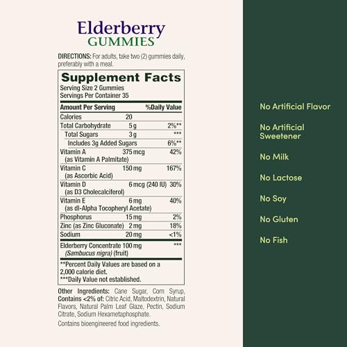 Nature's Bounty Elderberry Gummies 100 mg, 70ct - image 5