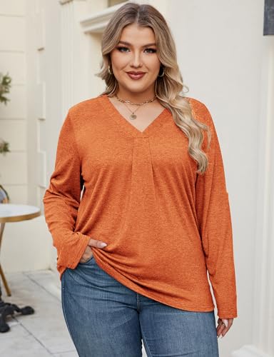 Kancystore Plus Size Tops for Women 3/4 Length Sleeve Shirts V Neck Tunic Blouses Spring Summer 20254