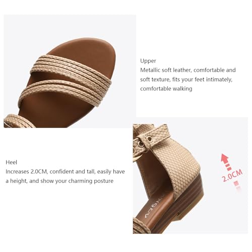 Summer Non-slip Roman Shoes, Womens Adjustable Buckle Back Zipper Cross Strappy Open Toe Wedge Sandal, Outdoor Platform Low Wedges Shoe, for Outdoor Walking, Entertainment, Leisure2