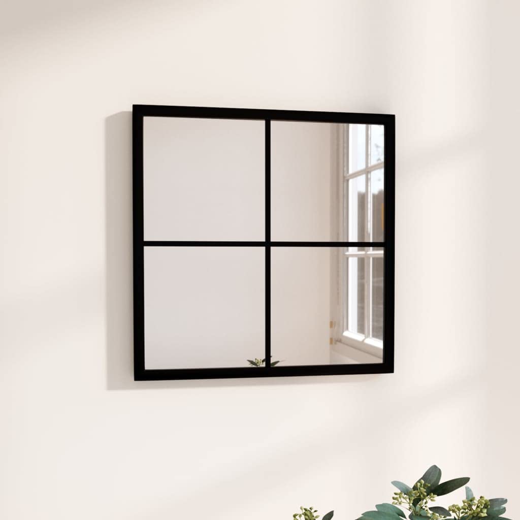 Wandspiegel Schwarz Metall 40x40 cm mit Glas 3 mm, Dekorationsspiegel für Badspiegel, Flur, Schlafzimmer, Wohnzimmer, Garderobe, Eingangsbereich, Schminkspiegel für Styling und Rasur