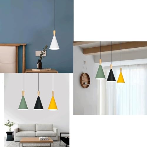 Lámpara colgante amarilla de metal con casquillo E27 para mesa de comedor 6