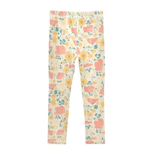 Vibrant Floral Pattern Poppy Kids Baby Girls Legging Stretchy Full Length Sweatpants Exercise2