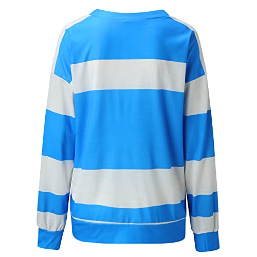 Briskorry Dames lange mouwen strepen bovenstuk effen V-hals ritssluiting casual T-shirt los hemd mode tuniek lang shirt pullover mode blouse T-shirt voor vrouwen - Image 6