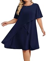 Hanna Nikole Festliche Kleider FüR Damen GroßE GrößE Hochzeitsgäste Kleider Chiffon Abendkleider Mit Pailletten Rundhalsausschnitt Elegant Cocktailkleid Midikleid FüR Die Brautmutter