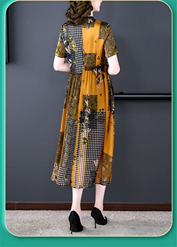 Robe midi moulante en soie de mûrier à manches courtes pour femme - XXL