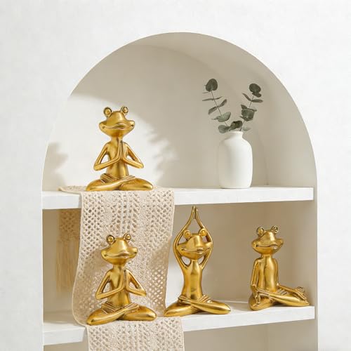 Estatuas Yoga Rana Dorada, Set 3 Piezas, 3.8-5" miniatura 5