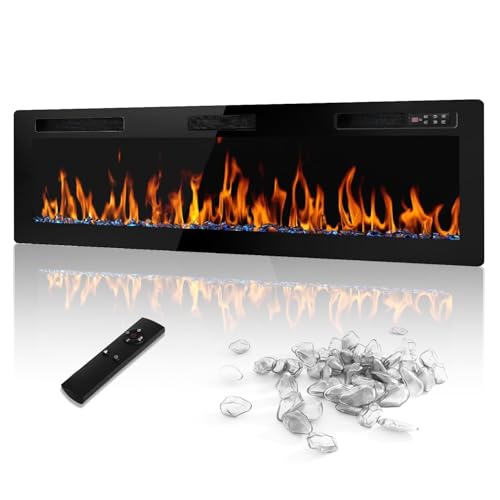 LEMBERI 72 inch Electric Fireplace Recessed and Wall Mounted,750/1500W Fireplace Heater and Linear...