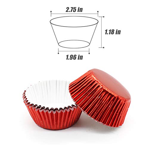Image of Red Foil Cupcake Liners,GOLF Standard Size Red Foil Cupcake Liners Wrappers Metallic Baking Cups,Muffin Paper Cases, 500 Pack