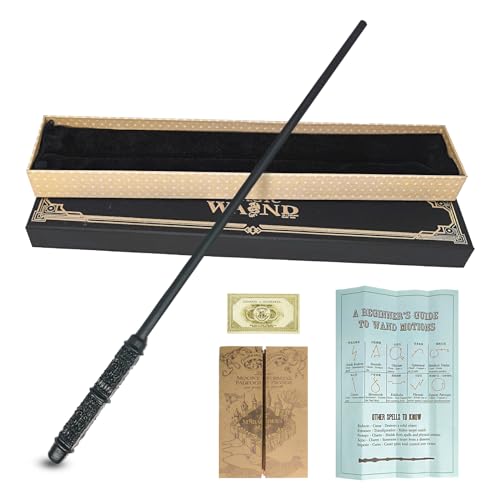[WiTwo] 魔法の杖 魔法の小道具 魔法学校風 コスプレ 魔杖 文化祭 学園祭 仮装 パーティー 誕生日プレゼント 男女共用 4点セット(杖+呪文表+チケット+地図 収納箱付き