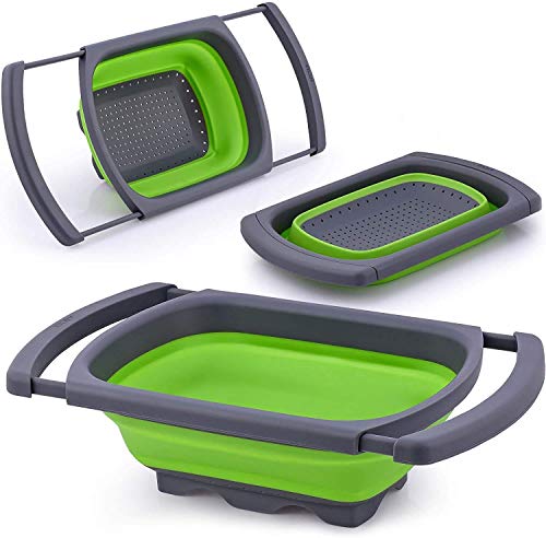 Dizgoy Kitchen Collapsible Colander with Extendable Sturdy Handle...
